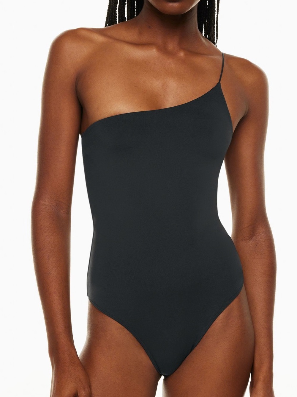 Babaton Aritzia Women XL Black Contour One-Shoulder Cami Bodysuit NWOT